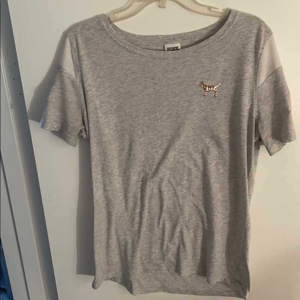 Lg PINK VS blouse grey and rose gold sequins